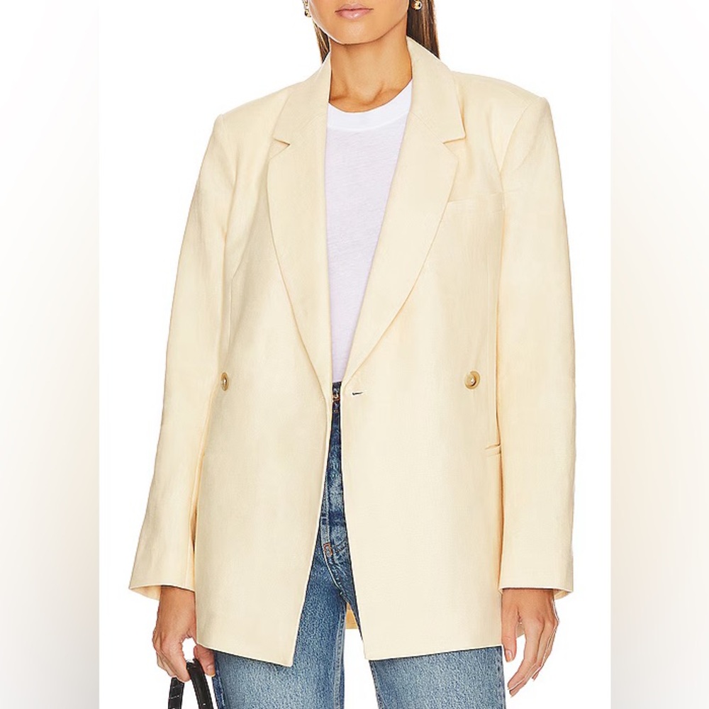 Anine Bing Kaia Blazer in Yellow Linen
